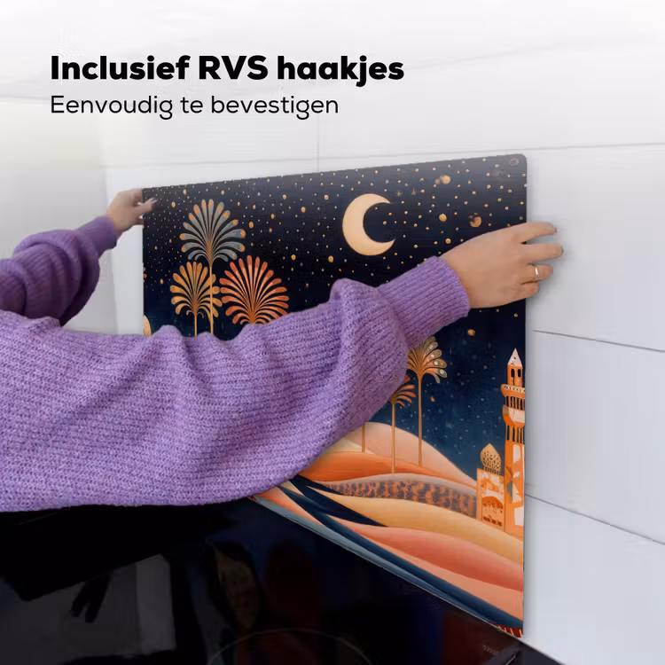 Sterrenhemel - Palmen - Rivier Inductie beschemer met haakjes middel -ky-ophangen-nl