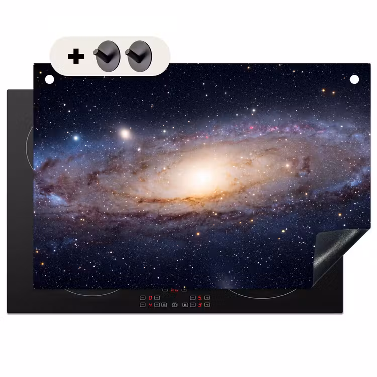 Inductiebeschermer & spatscherm (2in1) - Sterrenstelsel - Ruimte - Kosmos - Sterrenstelsel - Ruimte - Kosmos Inductie beschemer met haakjes klein