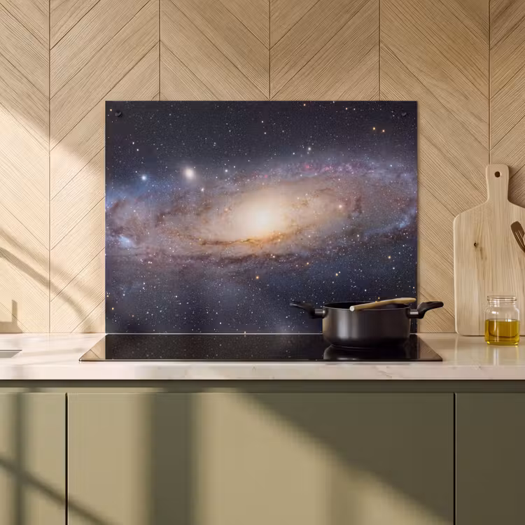 Inductiebeschermer & spatscherm (2in1) - Sterrenstelsel - Ruimte - Kosmos - Sterrenstelsel - Ruimte - Kosmos Inductie beschemer met haakjes klein