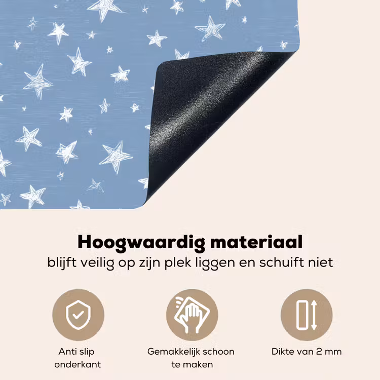 Sterretjes - Patroon - Blauw Inductie beschemer met haakjes klein 777 -ky-onderkant-nl