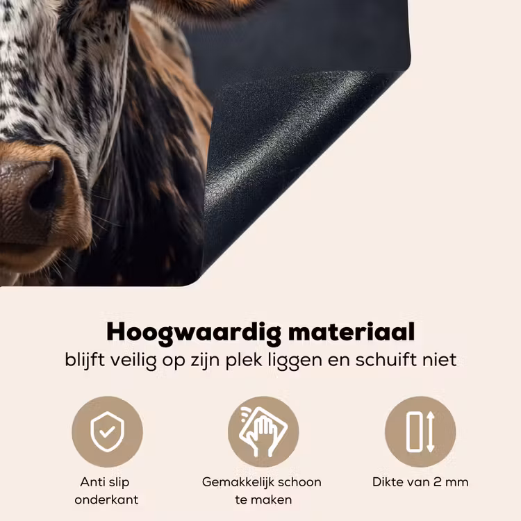 Stier - Kleurrijk - Hoorns Inductie beschemer met haakjes klein -ky-onderkant-nl