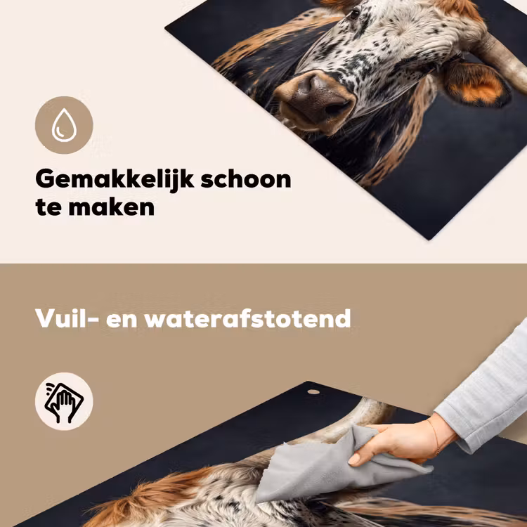 Stier - Kleurrijk - Hoorns Inductie beschemer met haakjes klein -ky-schoon-nl