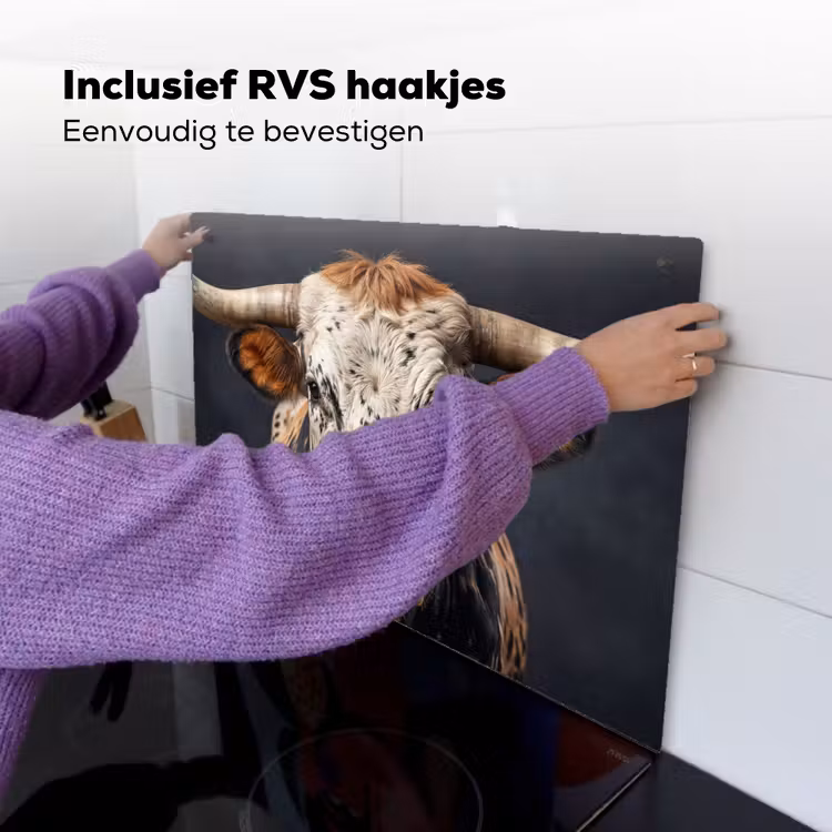 Stier - Kleurrijk - Hoorns Inductie beschemer met haakjes klein -ky-ophangen-nl