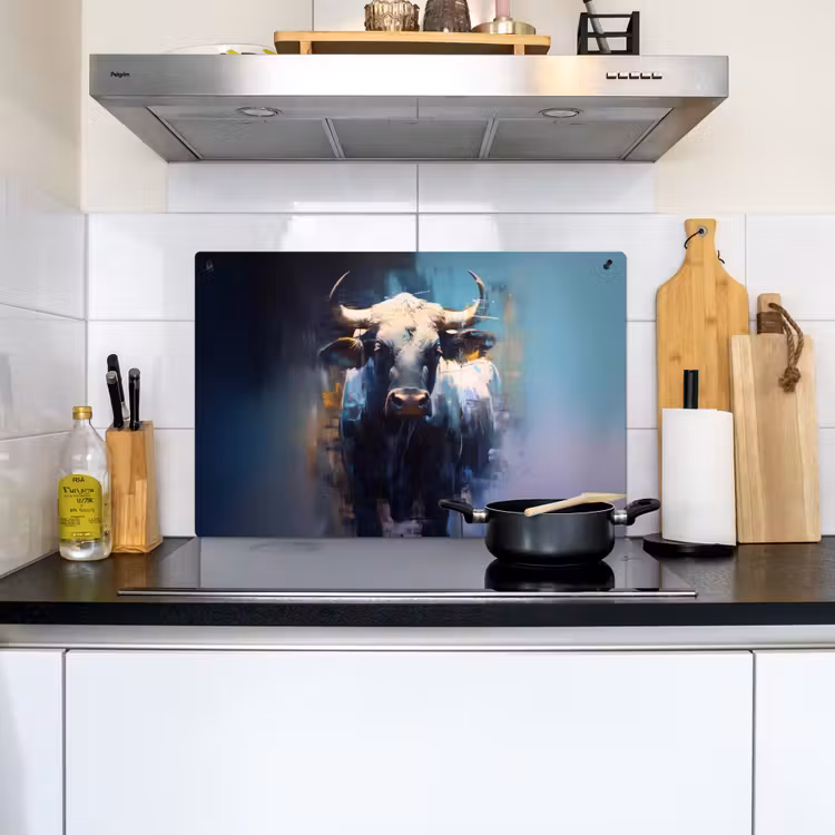 Stier - Zwart - Abstract - Horens Inductie beschemer met haakjes klein -sfeer2
