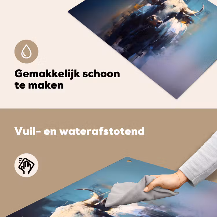 Stier - Zwart - Abstract - Horens Inductie beschemer met haakjes klein -ky-schoon-nl