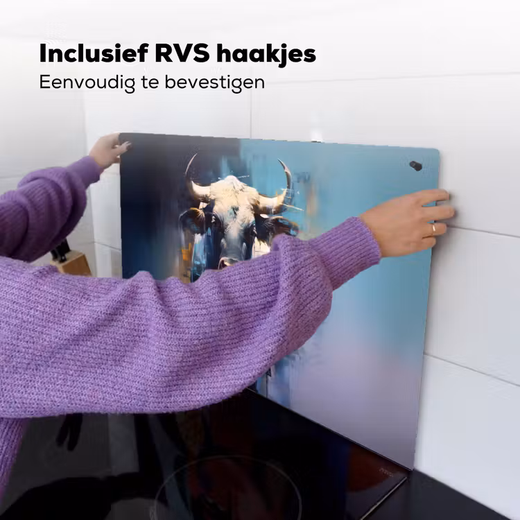 Stier - Zwart - Abstract - Horens Inductie beschemer met haakjes klein -ky-ophangen-nl