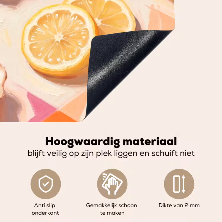Stilleven - Citroenen - Oesters - Abstract - Oranje Inductie beschemer met haakjes klein -ky-onderkant-nl
