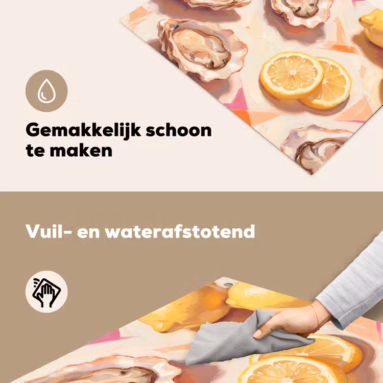 Stilleven - Citroenen - Oesters - Abstract - Oranje Inductie beschemer met haakjes klein -ky-schoon-nl