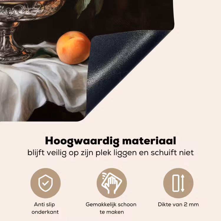 Stilleven - Perziken - Vintage Inductie beschemer met haakjes klein -ky-onderkant-nl