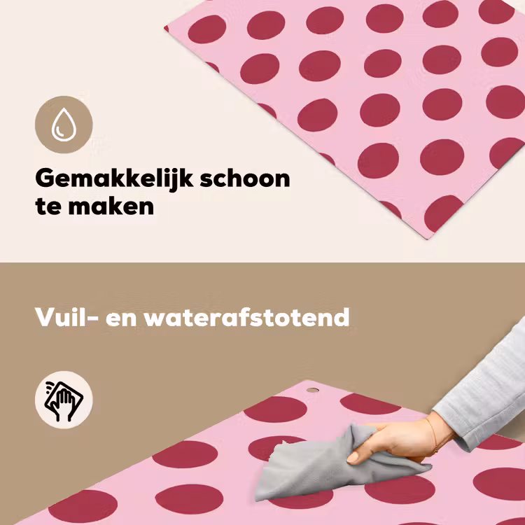 Stippen - Patroon - Bordeaux Inductie beschemer met haakjes klein 777 -ky-schoon-nl