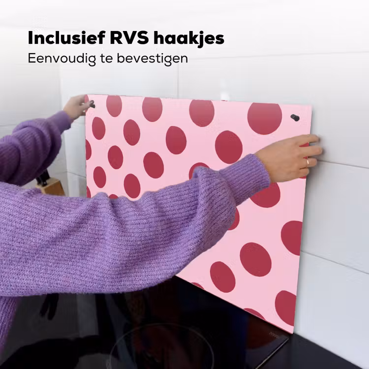 Stippen - Patroon - Bordeaux Inductie beschemer met haakjes klein 777 -ky-ophangen-nl