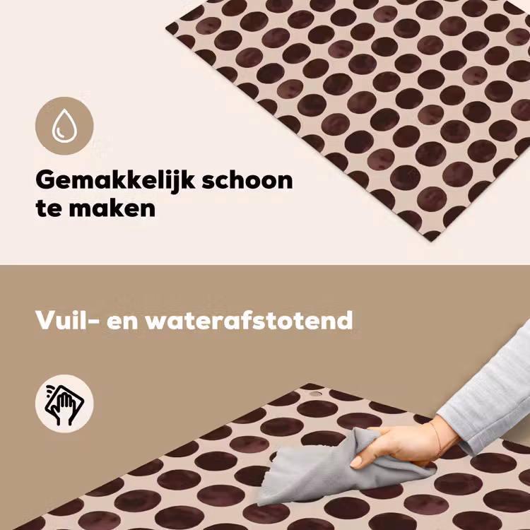 Stippen - Patroon - Bruin Inductie beschemer met haakjes klein 777 -ky-schoon-nl