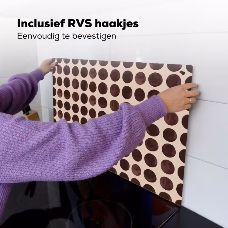 Stippen - Patroon - Bruin Inductie beschemer met haakjes klein 777 -ky-ophangen-nl