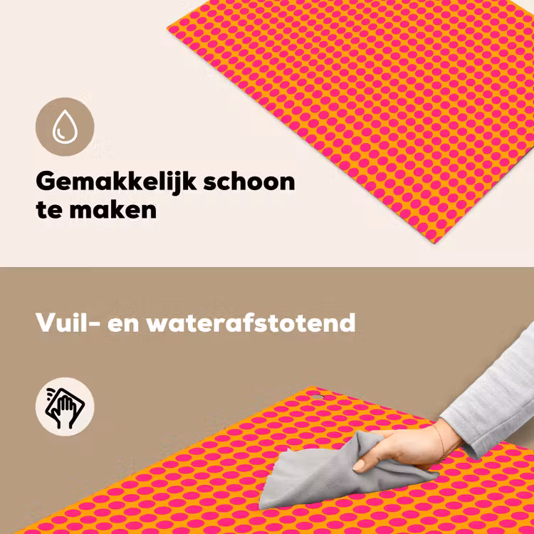 Stippen - Patroon - Oranje Inductie beschemer met haakjes klein 777 -ky-schoon-nl