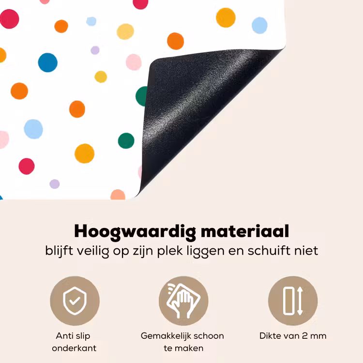 Stippen - Speels - Kleurrijk Inductie beschemer met haakjes klein 777 -ky-onderkant-nl