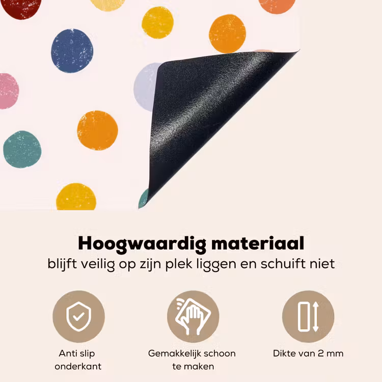 Stippen - Subtiel - Kleurrijk Inductie beschemer met haakjes klein 777 -ky-onderkant-nl