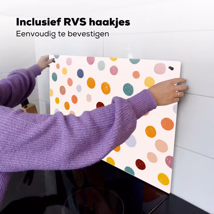 Stippen - Subtiel - Kleurrijk Inductie beschemer met haakjes klein 777 -ky-ophangen-nl