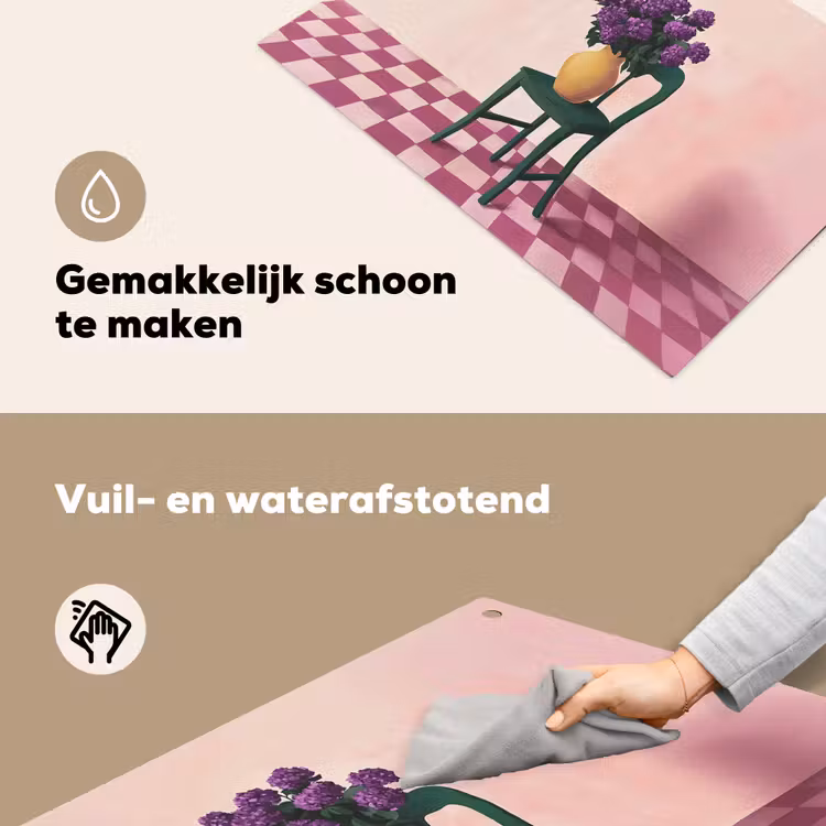 Stoel - Vaas - Bloemen - Geblokt Inductie beschemer met haakjes klein -ky-schoon-nl
