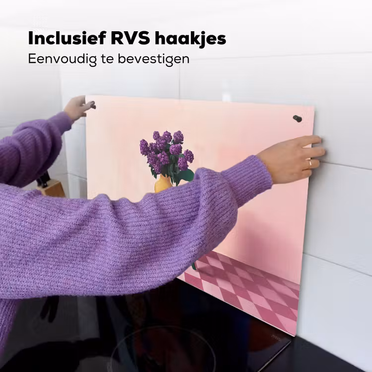 Stoel - Vaas - Bloemen - Geblokt Inductie beschemer met haakjes klein -ky-ophangen-nl