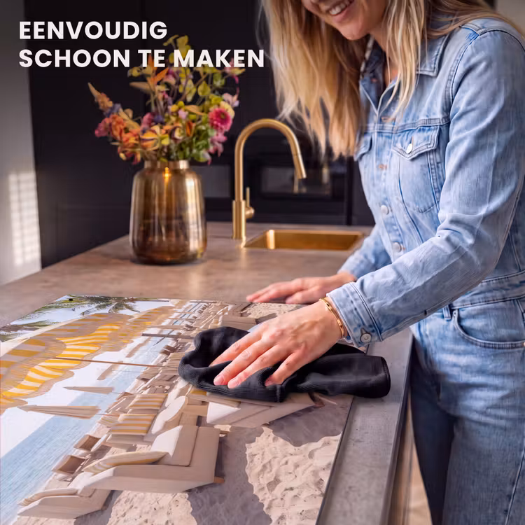 Strand - Ligbedden - Vakantie - Modern - Geel Inductie beschemer met haakjes klein -ky-schoon-nl