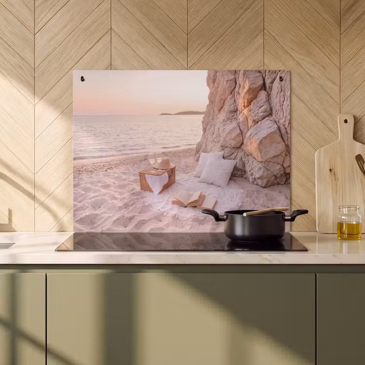 Strand - Picknick - Zonsondergang - Zomer - Natuur Inductie beschemer met haakjes klein -sfeer2