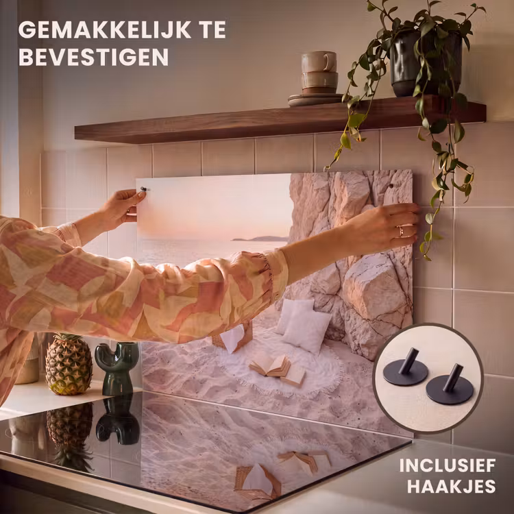 Strand - Picknick - Zonsondergang - Zomer - Natuur Inductie beschemer met haakjes klein -ky-ophangen-nl