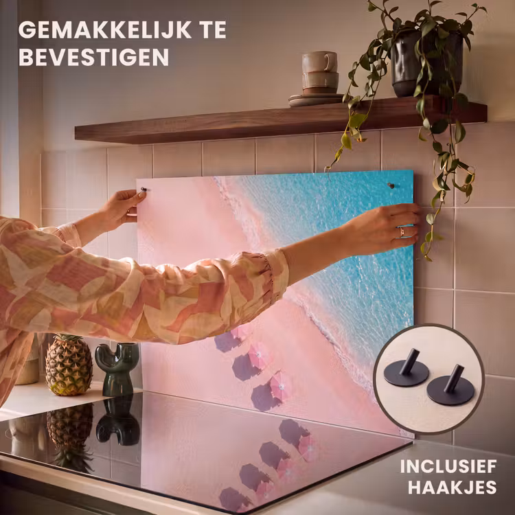 Strand - Roze zand - Zee - Zomer - Natuur Inductie beschemer met haakjes klein -ky-ophangen-nl