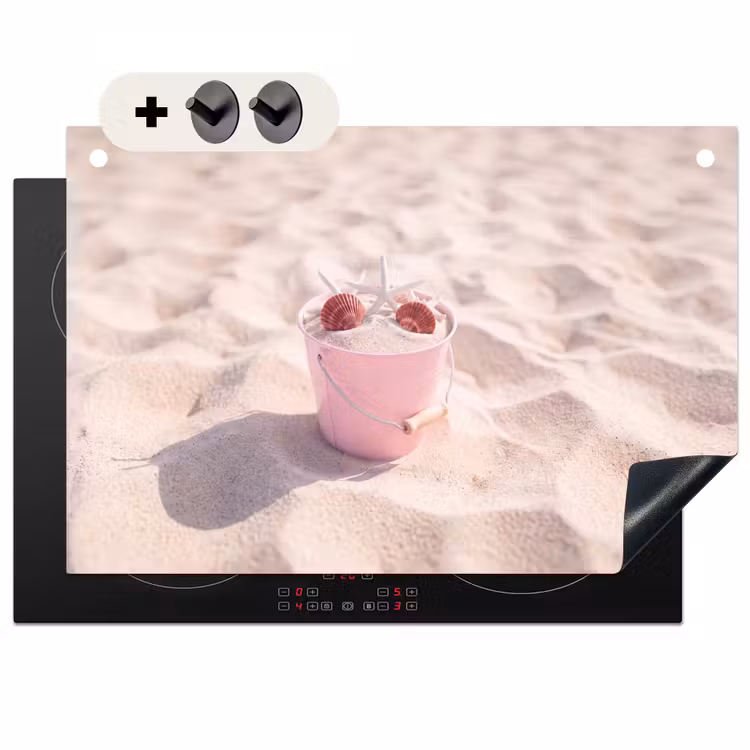 Strand - Schelpen - Zomer - Roze - Decoratie Inductie beschemer met haakjes klein -3d