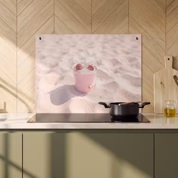 Strand - Schelpen - Zomer - Roze - Decoratie Inductie beschemer met haakjes klein -sfeer2