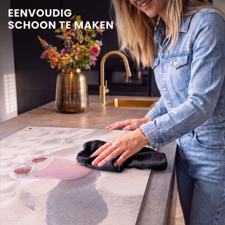Strand - Schelpen - Zomer - Roze - Decoratie Inductie beschemer met haakjes klein -ky-schoon-nl