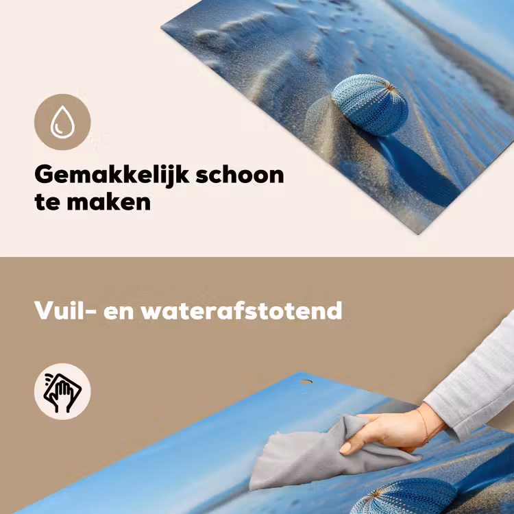 Strand - Schild - Water - Blauw Inductie beschemer met haakjes middel -ky-schoon-nl