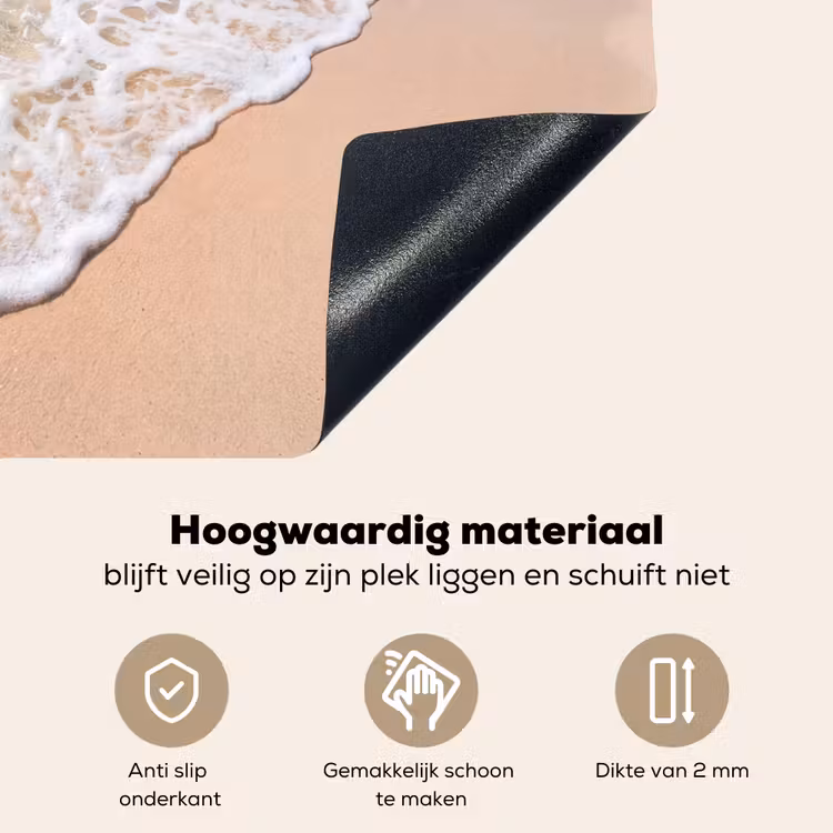 Strand - Water - Natuur - Blauw - Beige Inductie beschemer met haakjes klein -ky-onderkant-nl