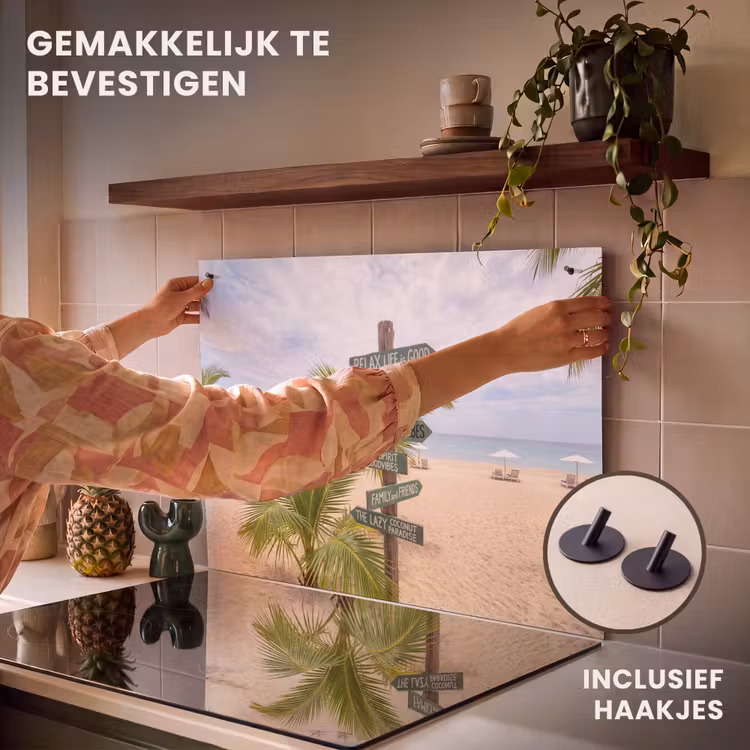 Strand - Wegwijzer - Palmen - Tropisch - Groen Inductie beschemer met haakjes klein -ky-ophangen-nl