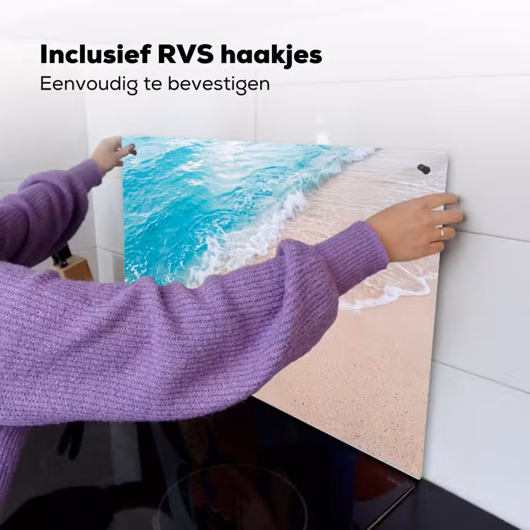 Strand - Zee - Golf - Natuur - Blauw Inductie beschemer met haakjes klein -ky-ophangen-nl