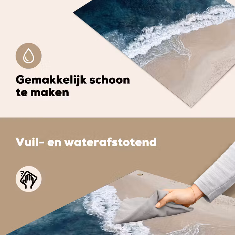 Strand - Zee - Golven Inductie beschemer met haakjes klein -ky-schoon-nl