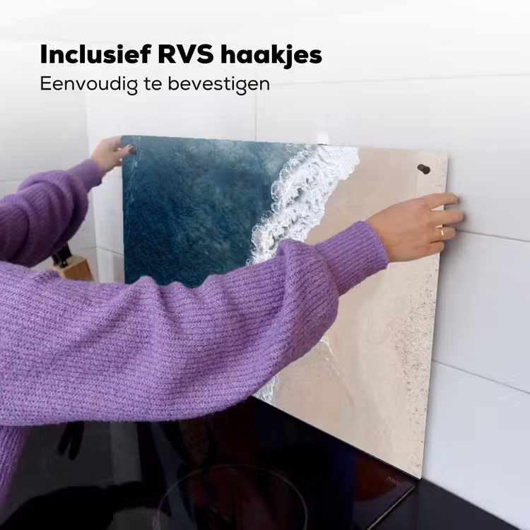 Strand - Zee - Golven Inductie beschemer met haakjes klein -ky-ophangen-nl
