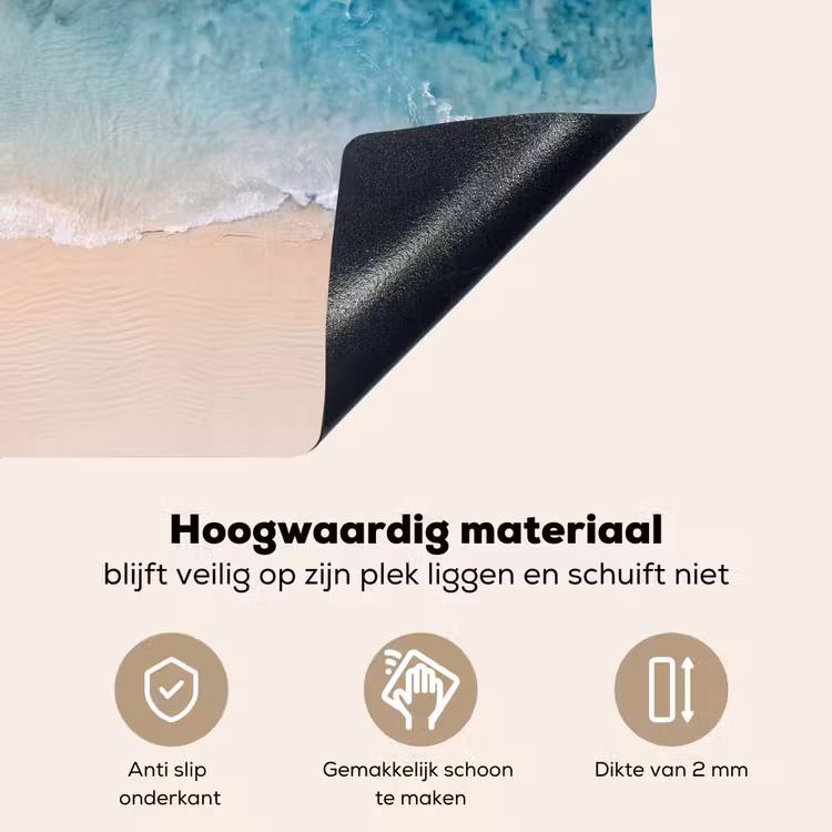Strand - Zee - Golven - Natuur - Blauw Inductie beschemer met haakjes klein -ky-onderkant-nl