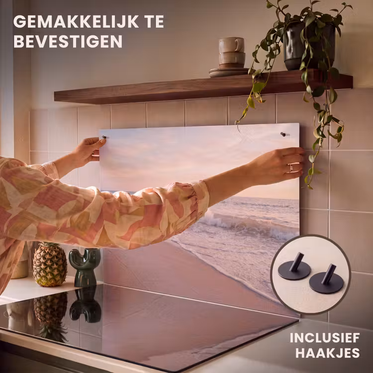 Strand - Zee - Golven - Natuur - Zonsondergang Inductie beschemer met haakjes klein -ky-ophangen-nl