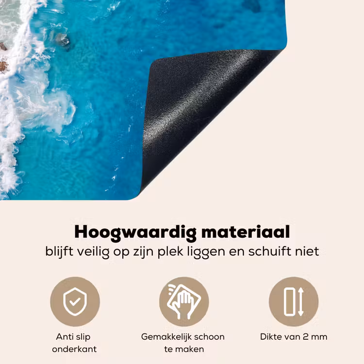 Strand - Zee - Rotsen - Natuur - Blauw Inductie beschemer met haakjes klein -ky-onderkant-nl