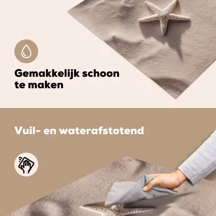 Strand - Zeester - Zand - Beige Inductie beschemer met haakjes middel -ky-schoon-nl