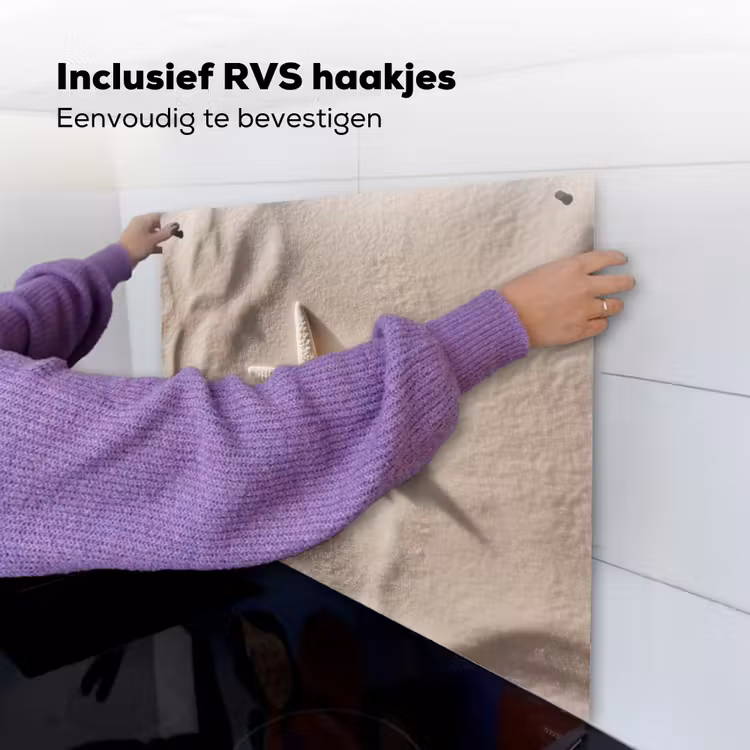 Strand - Zeester - Zand - Beige Inductie beschemer met haakjes middel -ky-ophangen-nl