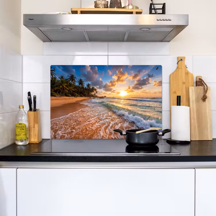 Strand - Zonsondergang - Golven - Natuur - Goud Inductie beschemer met haakjes klein -sfeer2