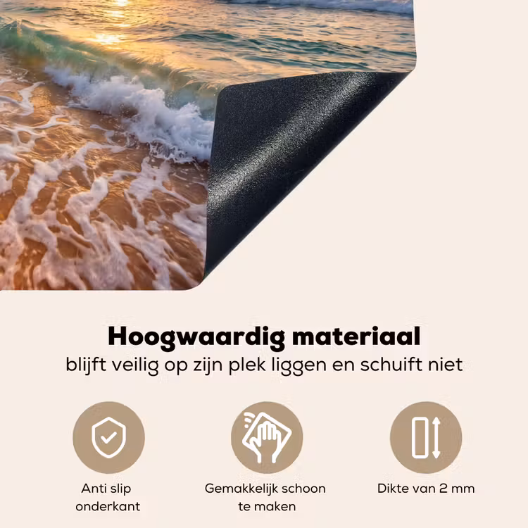 Strand - Zonsondergang - Golven - Natuur - Goud Inductie beschemer met haakjes klein -ky-onderkant-nl