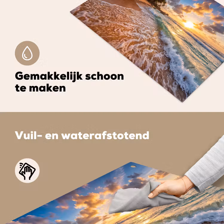 Strand - Zonsondergang - Golven - Natuur - Goud Inductie beschemer met haakjes klein -ky-schoon-nl
