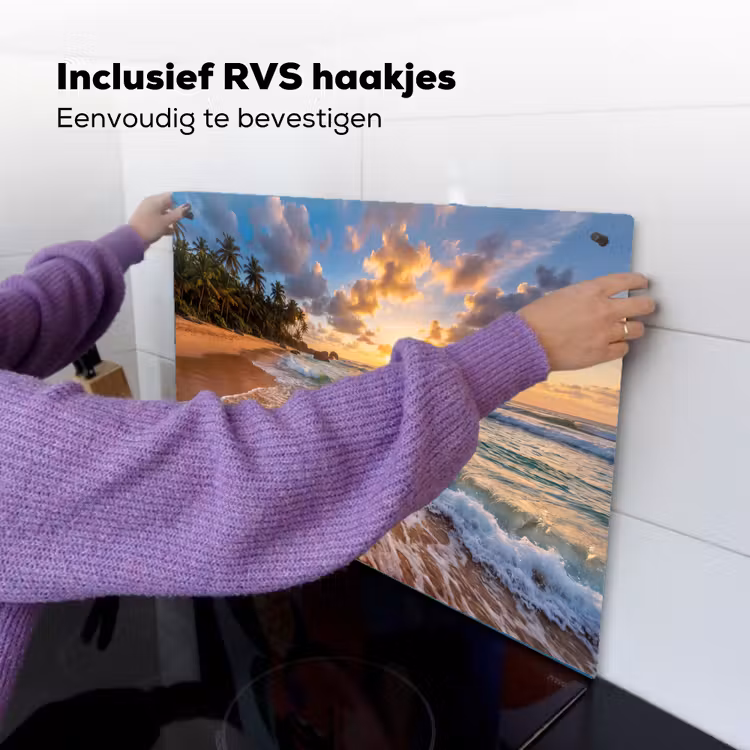 Strand - Zonsondergang - Golven - Natuur - Goud Inductie beschemer met haakjes klein -ky-ophangen-nl