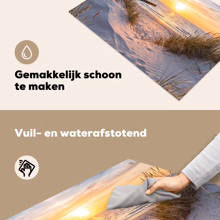 Strand - Zonsondergang - Natuur - Landschap Inductie beschemer met haakjes klein -ky-schoon-nl