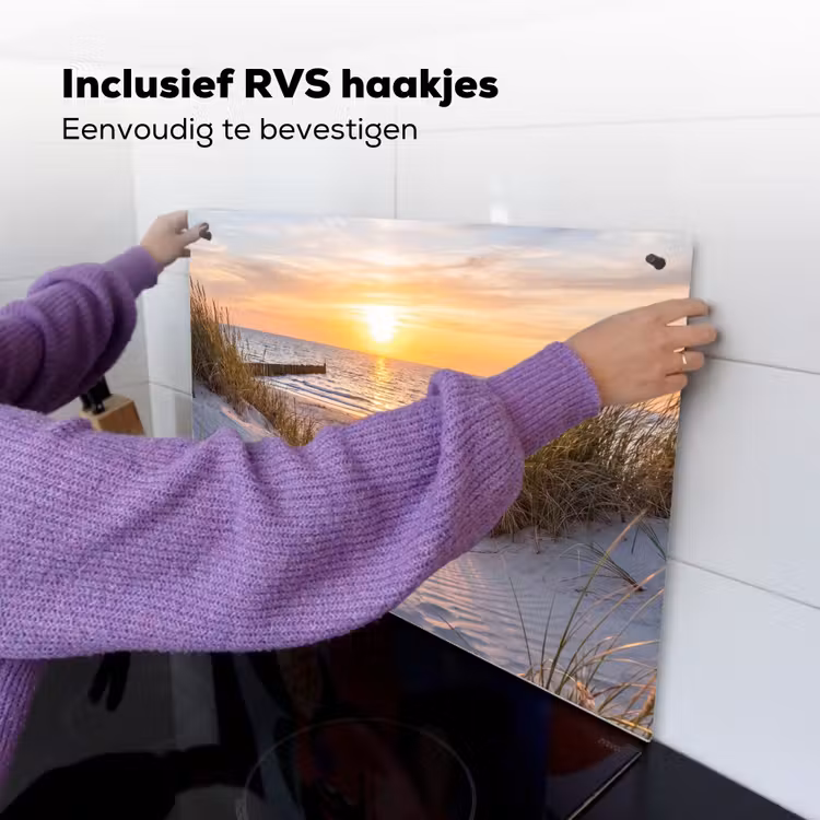 Strand - Zonsondergang - Natuur - Landschap Inductie beschemer met haakjes klein -ky-ophangen-nl