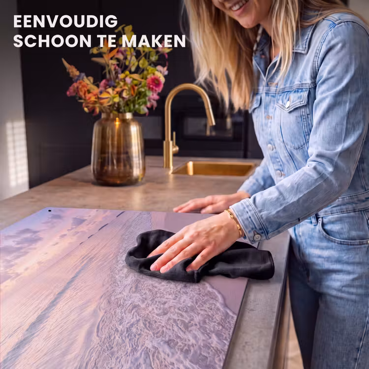 Strand - Zonsondergang - Natuur - Minimalistisch - Roze Inductie beschemer met haakjes klein -ky-schoon-nl