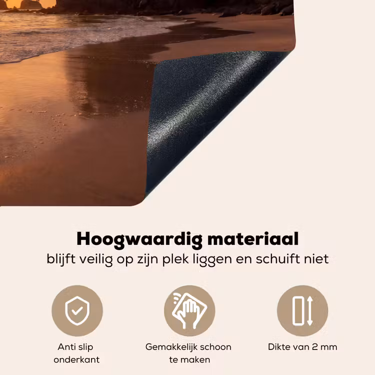 Strand - Zonsondergang - Natuur - Tropisch - Oranje Inductie beschemer met haakjes klein -ky-onderkant-nl