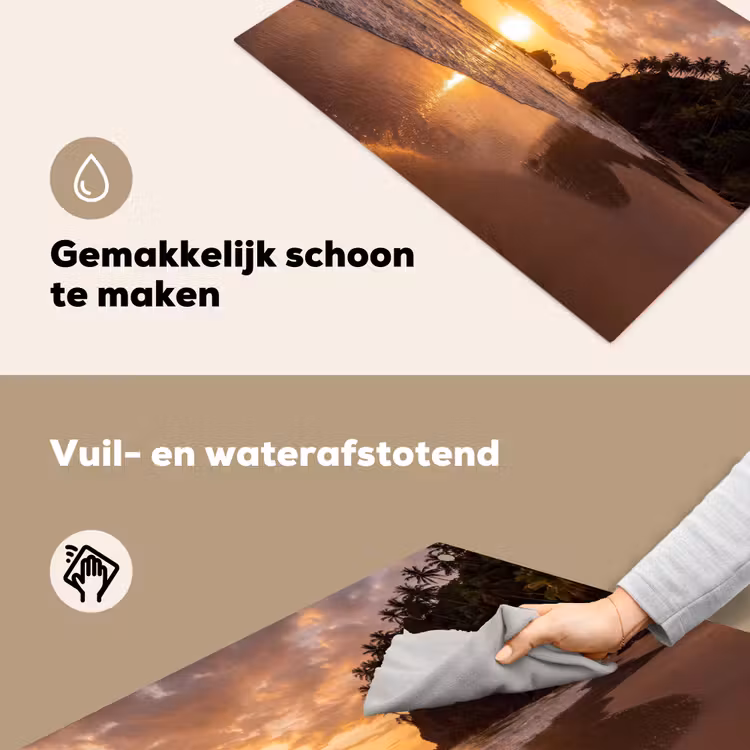 Strand - Zonsondergang - Natuur - Tropisch - Oranje Inductie beschemer met haakjes klein -ky-schoon-nl
